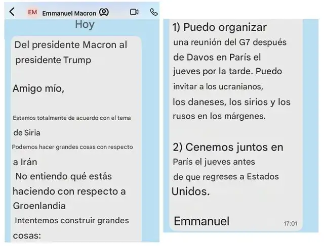  El presidente francés envió un mensaje a Trump, el cual fue compartido por el estadounidense en su red social Truth. Foto: Realdonaldtrump   
