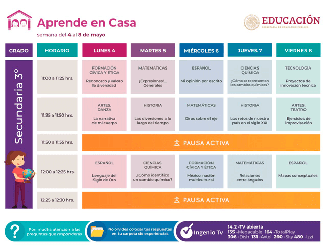 Horario Aprende en Casa Secundaria