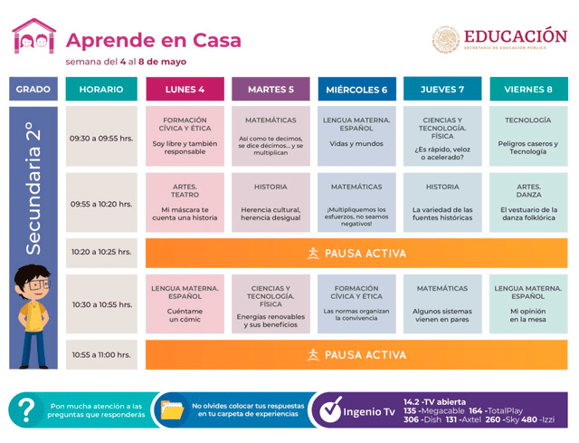 Horario Aprende en Casa Secundaria