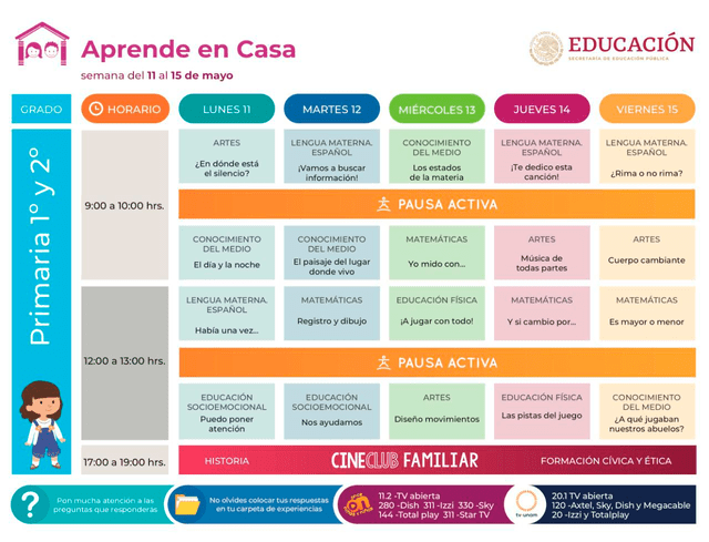 Horarios Aprende en Casa México