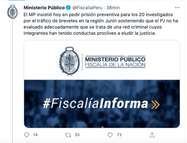 Twitter del Ministerio Público