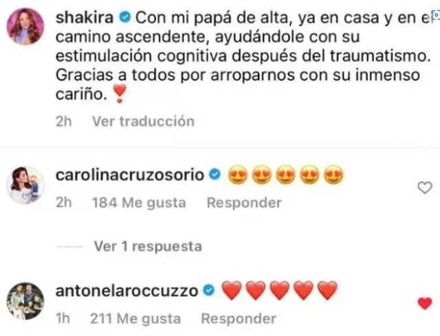 El cariñoso mensaje de Antonela a Shakira en Instagram