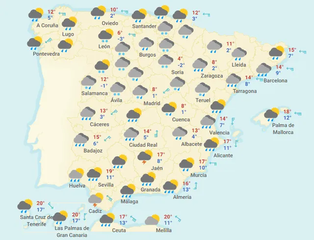 Mapa del tiempo en España hoy, martes 31 de marzo de 2020.