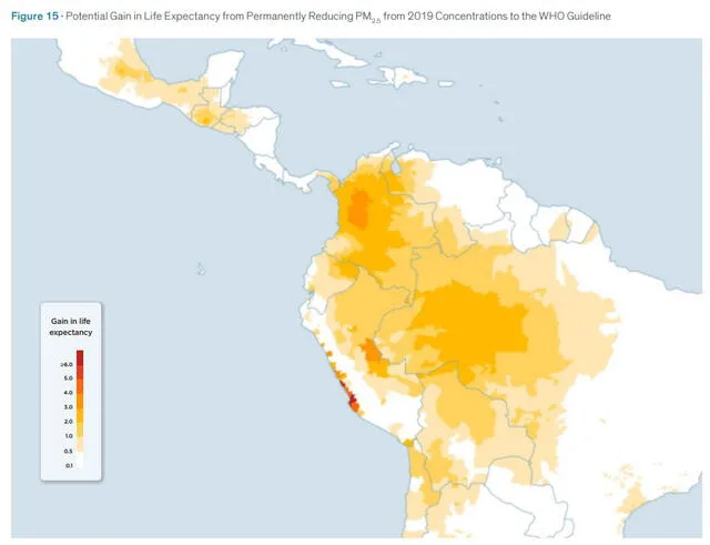 Países como Perú, Colombia, Bolivia y Brasil cuentan con puntos críticos de contaminación. Foto: captura índice AQLI