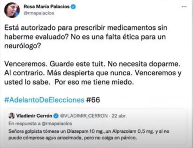 RMP cuestionó la ética médica de Vladimir Cerrón. Foto: captura/Twitter