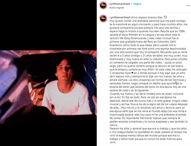  Cynthia Martínez explicó la razón por la que lloró al ver uno de los videoclips de Pedro Suárez-Vértiz. Foto: composición LR/Instagram/Cynthia Martínez   