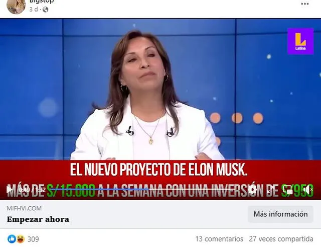  Desinformación sobre Dina Boluarte y Lorena Álvarez. Foto: captura en Facebook.    