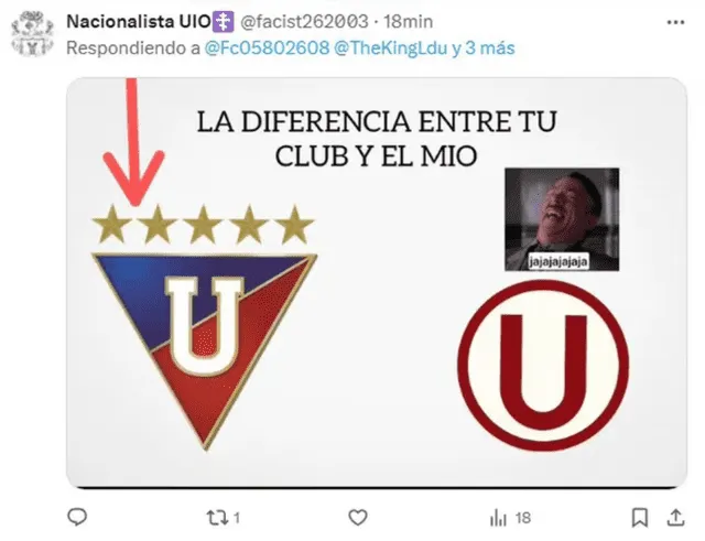  Meme de la caída de Universitario ante LDU. Foto: Twitter/@Nacionalista UIO   