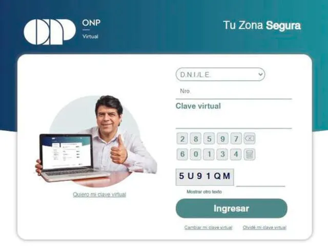 Plataforma de la ONP para la consulta de saldo. Foto: captura