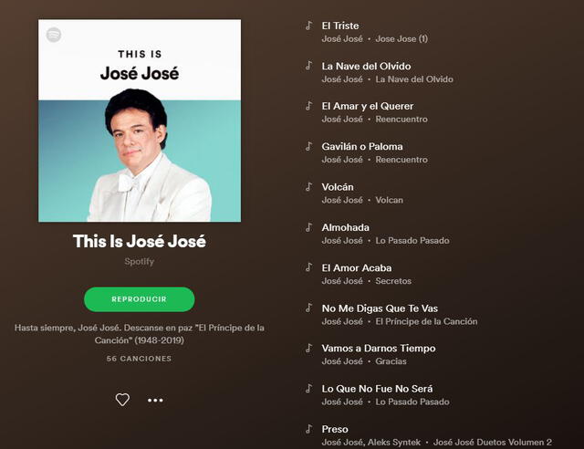 Lista de reproducción en homenaje a José José