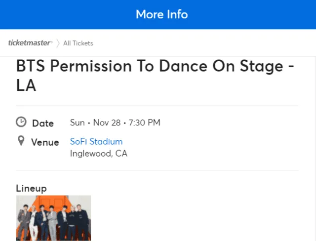 BTS Bangtan ARMY Permission to dance on stage 2021 Ticketmaster