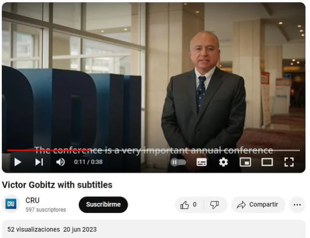  Video original de Víctor Gobitz proviene del 2023. En ese entonces, no anunció ninguna plataforma de inversión. Foto: captura de YouTube/CRU&nbsp;<br><br>    