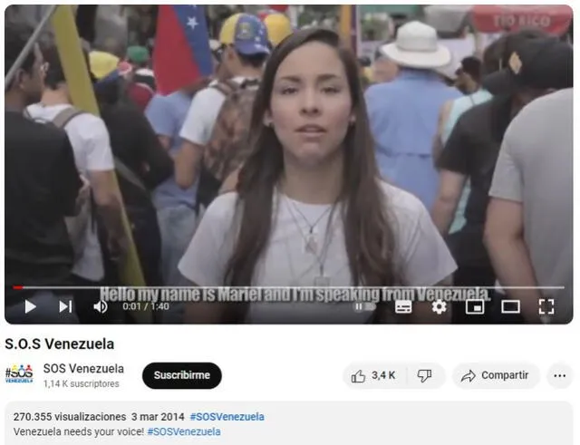  El video de Mariel fue divulgado en 2014 . Foto: captura en YouTube / SOS-Venezuela.&nbsp;<br><br>    