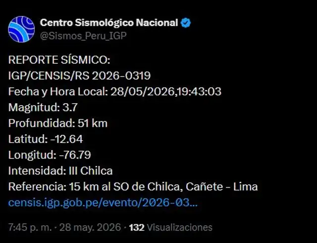 Reporte del sismo hoy 28 de mayo