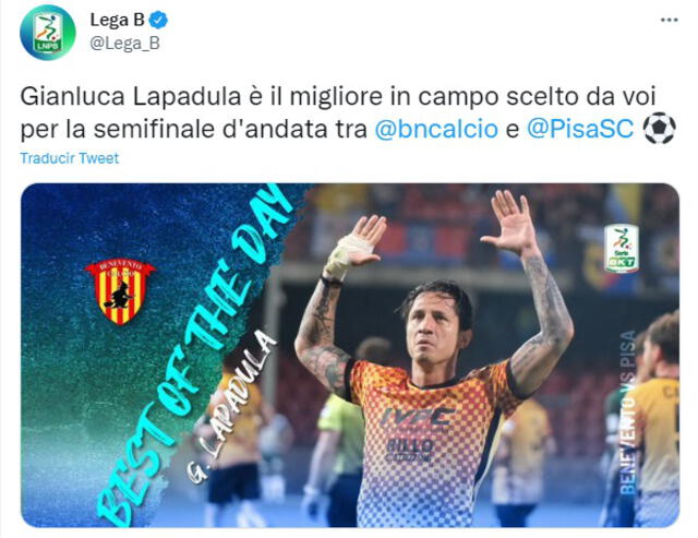 Lapadula fue reconocido por la cuenta oficial del torneo. Foto: Serie B