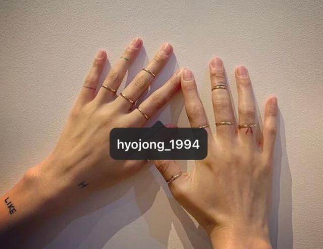 Antigua publicación de Hyuna, con los accesorios de pareja que le regaló Dawn.