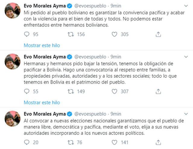 Evo Morales en Twitter.