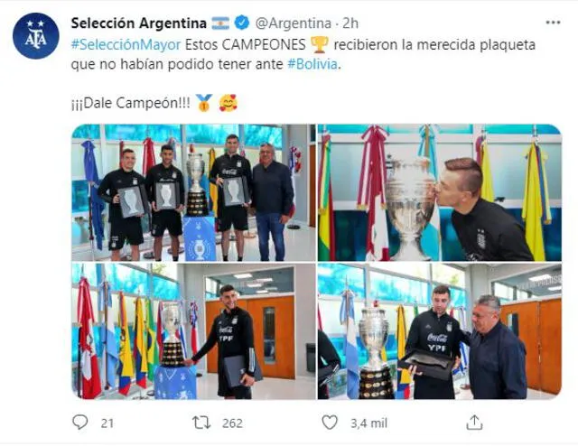 Imágenes fueron compartidas a través de la cuenta oficial de Twitter de la selección argentina. Foto: Twitter