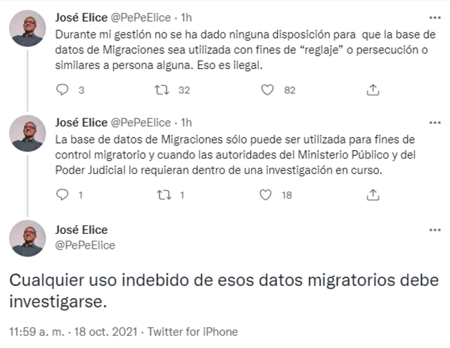 José Elice se pronuncia tras denuncia de presunto reglaje a políticos. Foto: captura de Twitter