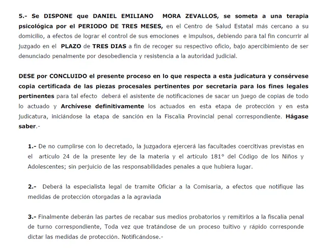 Decisión judicial contra Daniel Mora.