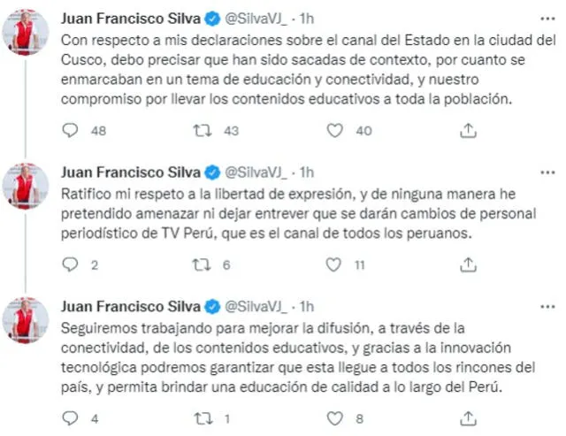 Ministro Juan Silva se pronuncia en sus redes sociales.