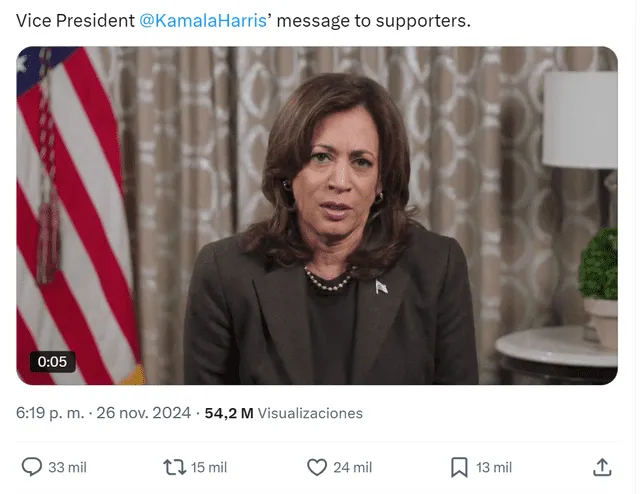 <em> Partido Demócrata muestra video de Kamala Harris enviando un mensaje a sus partidarios. Foto: captura de X</em>   