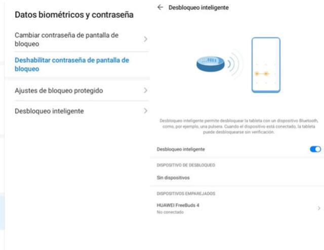 Datos biométricos en la tablet