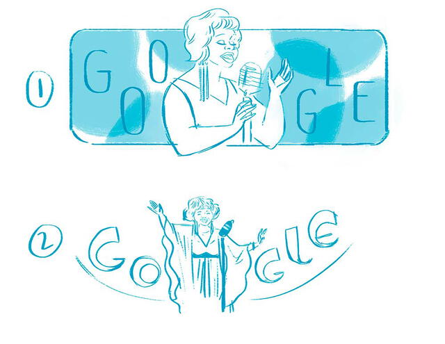 Bocetos del doodle de Lucha Reyes de Google