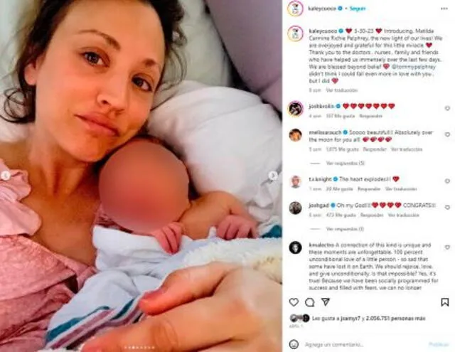 Kaley Cuoco se convirtió en madre a inicios de abril de este 2023. Foto: Instagram Kaley Cuoco   