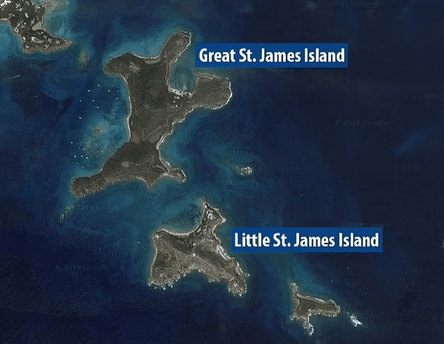  Vista de la isla privada de Epstein con Google Maps. Foto: Google Maps<br>    