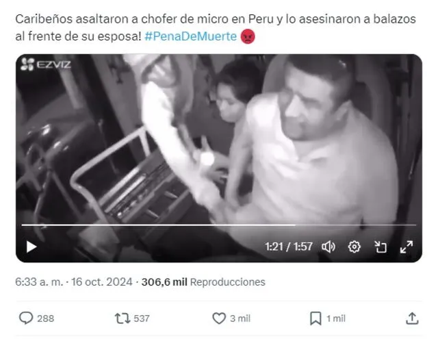 <em> Video viral sobre el hecho relacionado por usuarios con Perú. Foto: captura de X</em>   