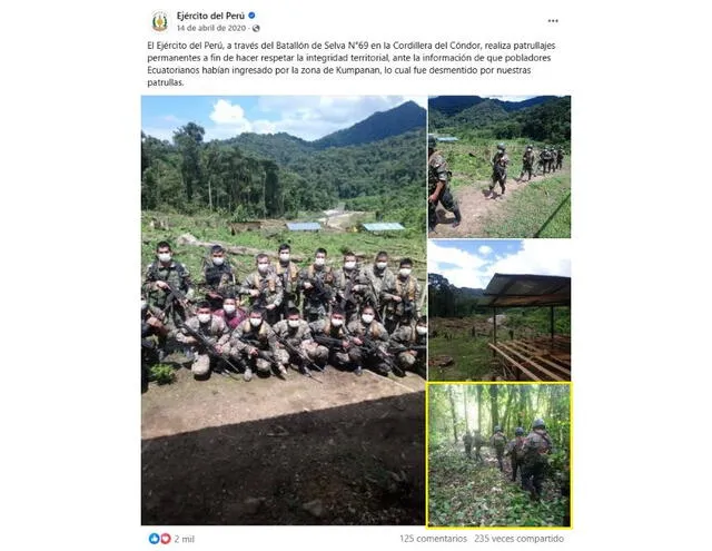 <em>En amarillo, la imagen viral en el posteo hecho en abril de 2020. Foto: captura de Facebook</em>   