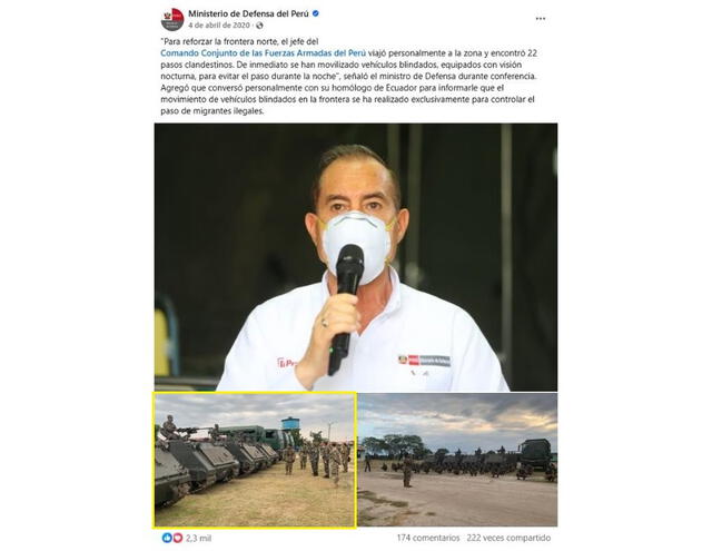 <em>En amarillo, la imagen viral en el posteo hecho en abril de 2020. Foto: captura de Facebook</em>   