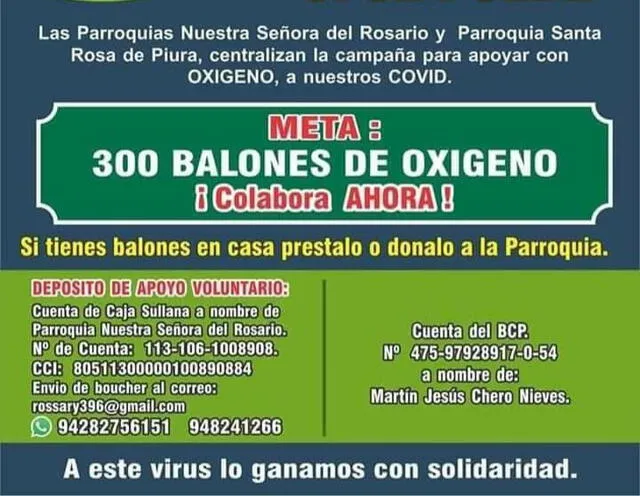 Afiche de campaña de recaudación 'Oxigenemos Piura'. Foto: Twitter