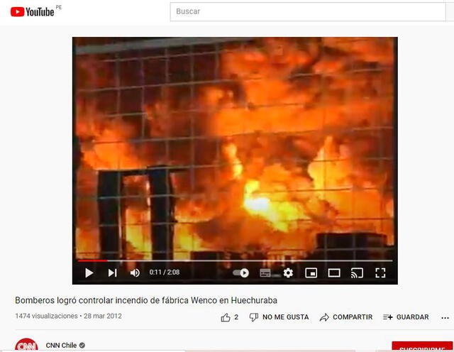 Incendio en la fábrica de plástico. Foto: captura en Youtube / CNN Chile.