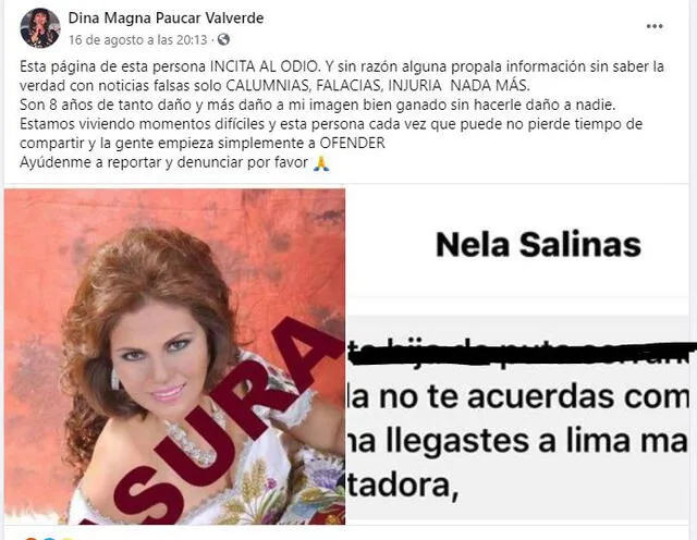 Dina Páucar denuncia insultos racistas en redes sociales