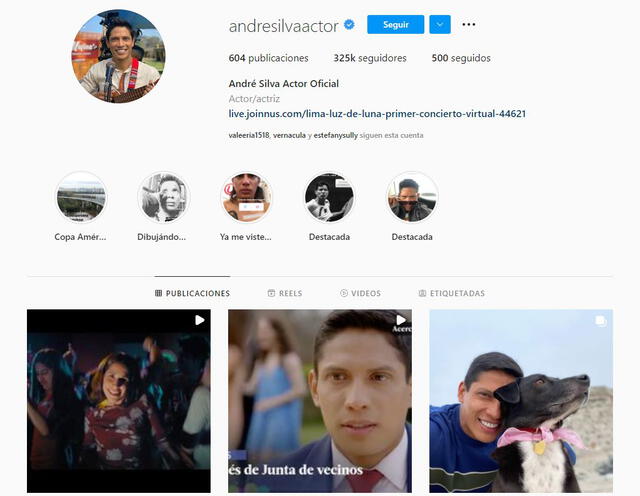 André Silva en redes sociales. Foto: Instagram @andresilvaactor