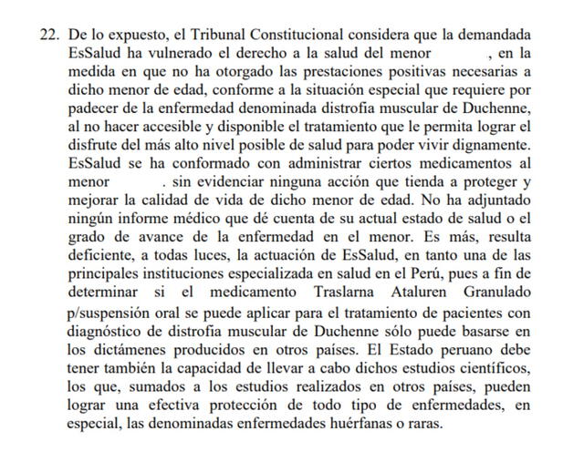 Fundamento de la Segunda Sala del Tribunal Constitucional. Foto: La República.   