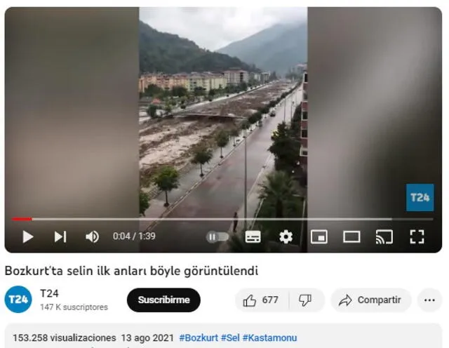  Inundación en Turquía, en 2021. Foto: captura en Youtube / T24.   