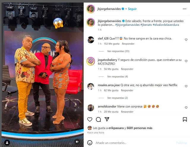 Dayanita frente a frente con Jorge Benavides en ATV. Foto: Instagram    