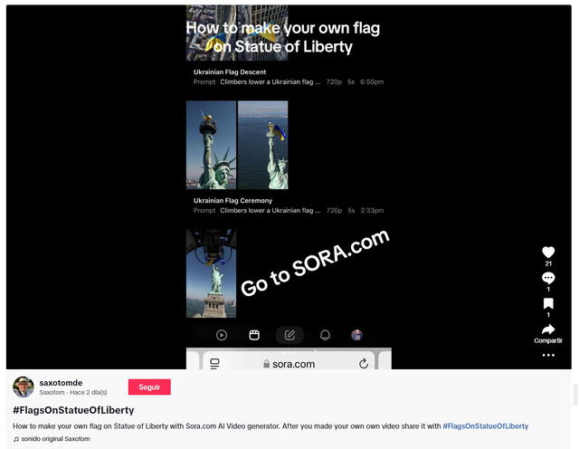 <em>Las escenas del clip con la bandera de Ucrania constituyen el primer bloque de este video explicativo. Foto: captura de TikTok</em>   