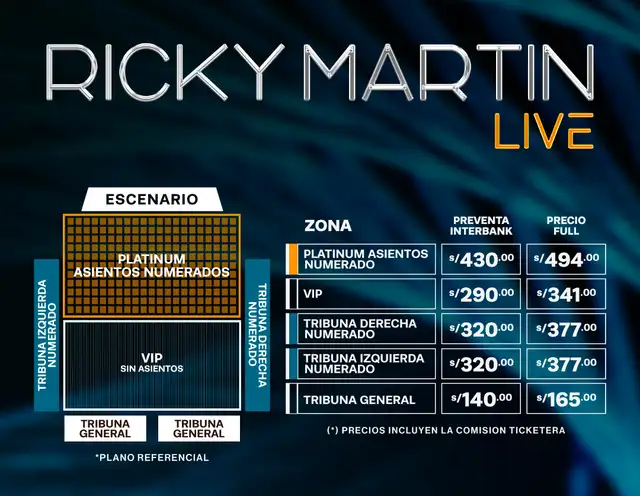 Entradas para el concierto de Ricky Martin este 2026. Foto: difusión. Entradas para el concierto de Ricky Martin este 2026. Foto: difusión.