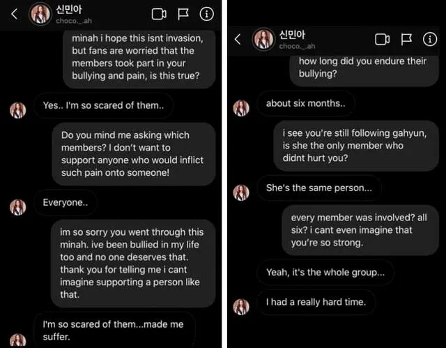Min Ah confirma que fue acosada por los miembros de I LUV. Crédito: captura Instagram