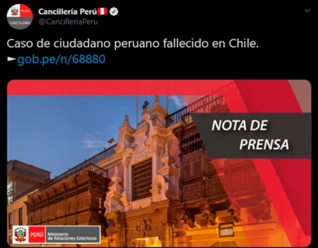 Comunicado de la Cancillería del Perú.