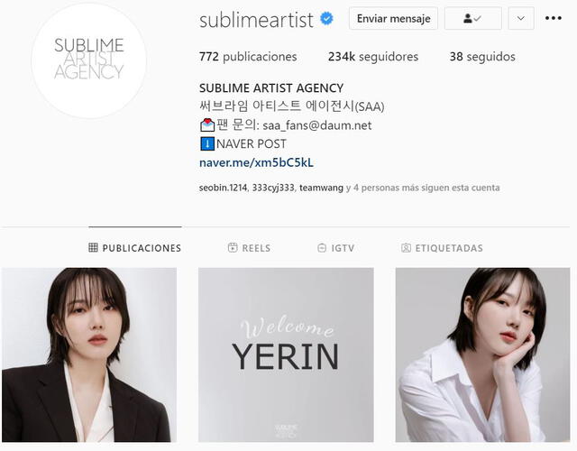 Post sobre Yerin de GFRIEND en Instagram. Foto: captura @sublimeartist