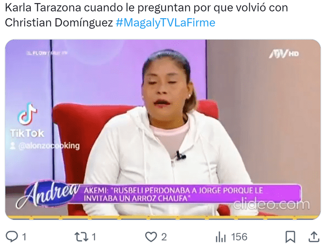  Redes sociales estallan con memes tras el beso entre Christian Domínguez y Karla Tarazona. Foto: X    