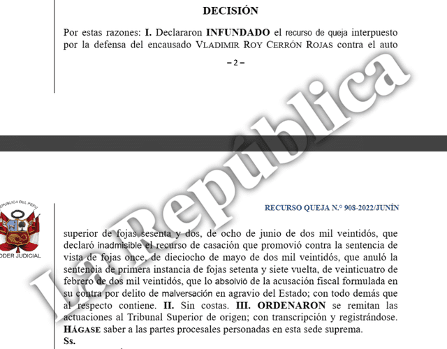  Decisión del PJ sobre situación legal de Vladimir Cerrón | Fuente: La República    