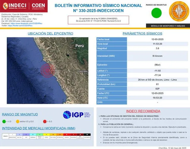 Boletín de Indeci sobre lo sucedido. Foto: X Boletín de Indeci sobre lo sucedido. Foto: X
