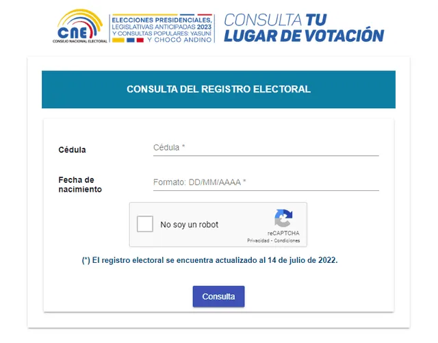  Conoce cúal es tu local de votación en las Elecciones de Ecuador 2023, según CNE. Foto: captura CNE   