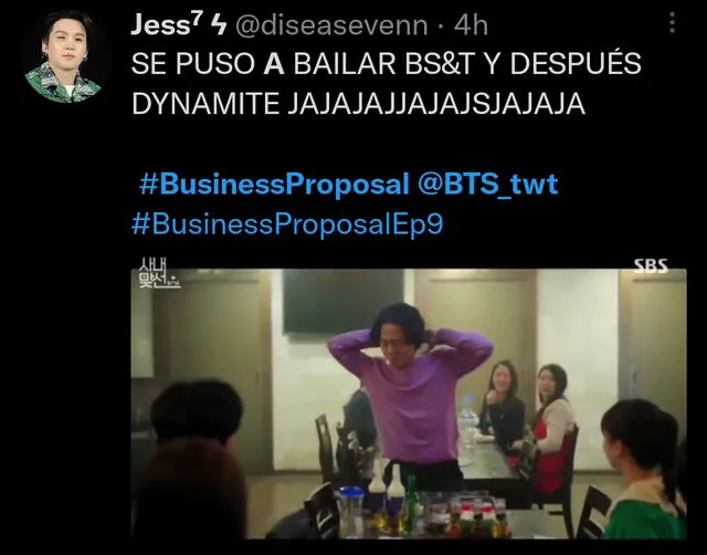 ARMY reacciona a la escena de "A business proposal" con BTS. Foto: captura Twitter